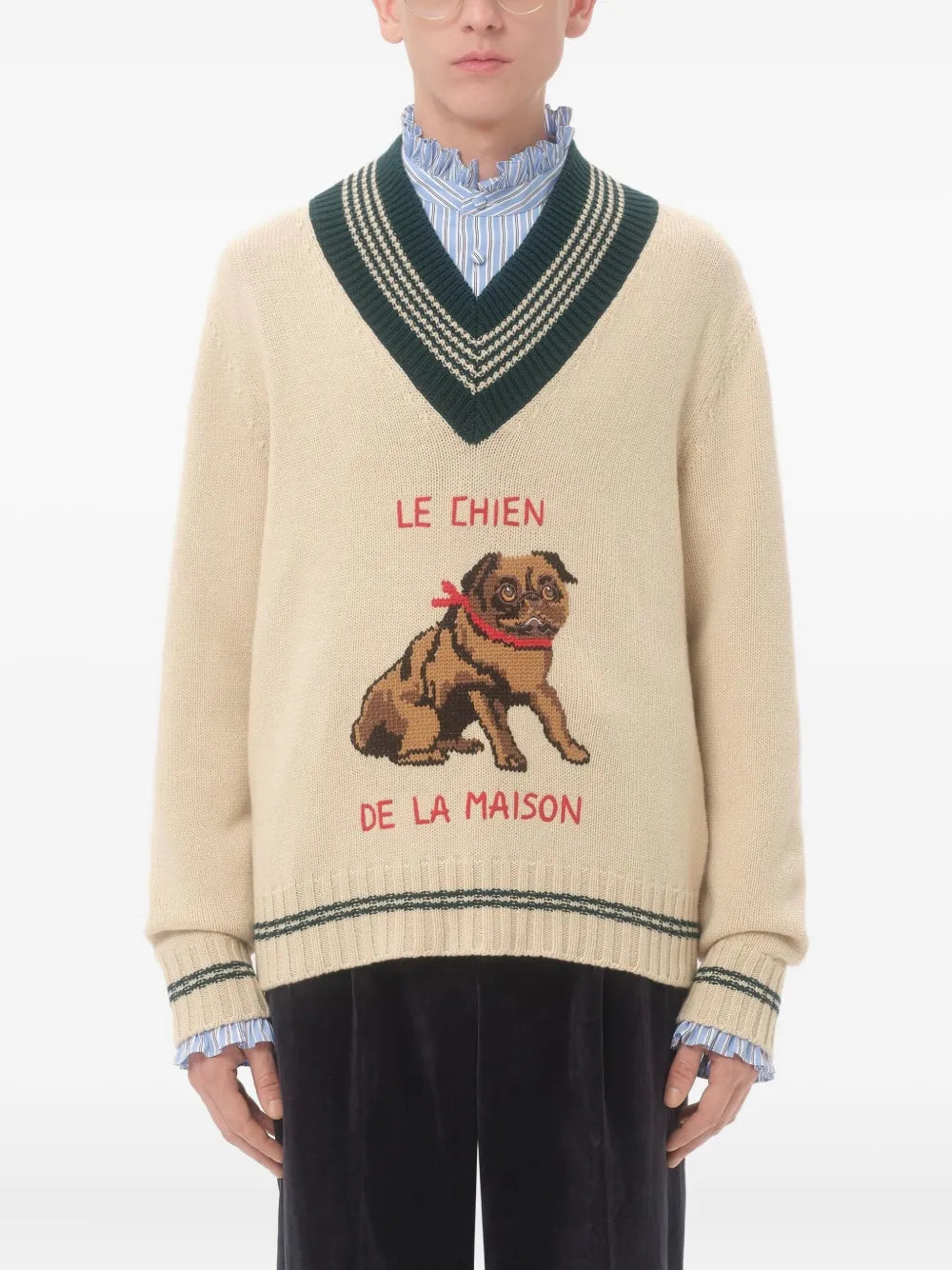 Garavani le chien de la maison jacquard wool sweater-VALENTINO-Verso