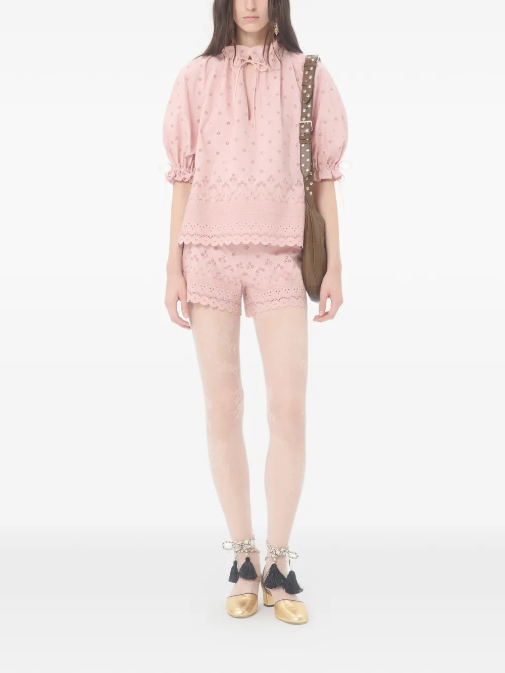 Garavani puffed-sleeve ruffle blouse-VALENTINO-Verso