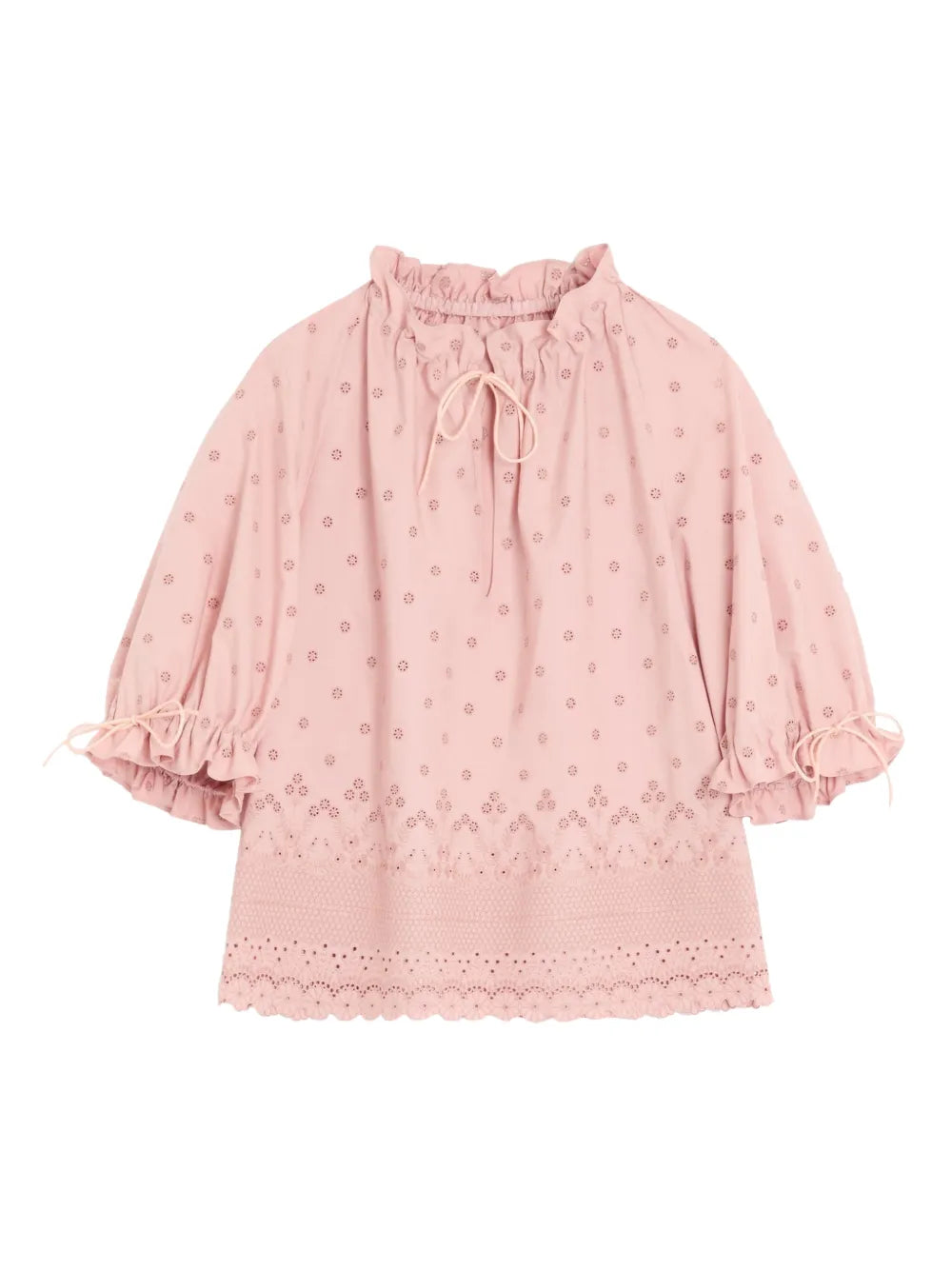 Garavani puffed-sleeve ruffle blouse-VALENTINO-Verso