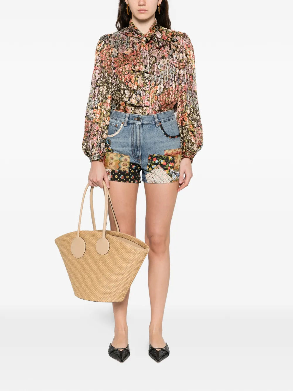 Garavani pussy-bow floral-print shirt-VALENTINO-Verso