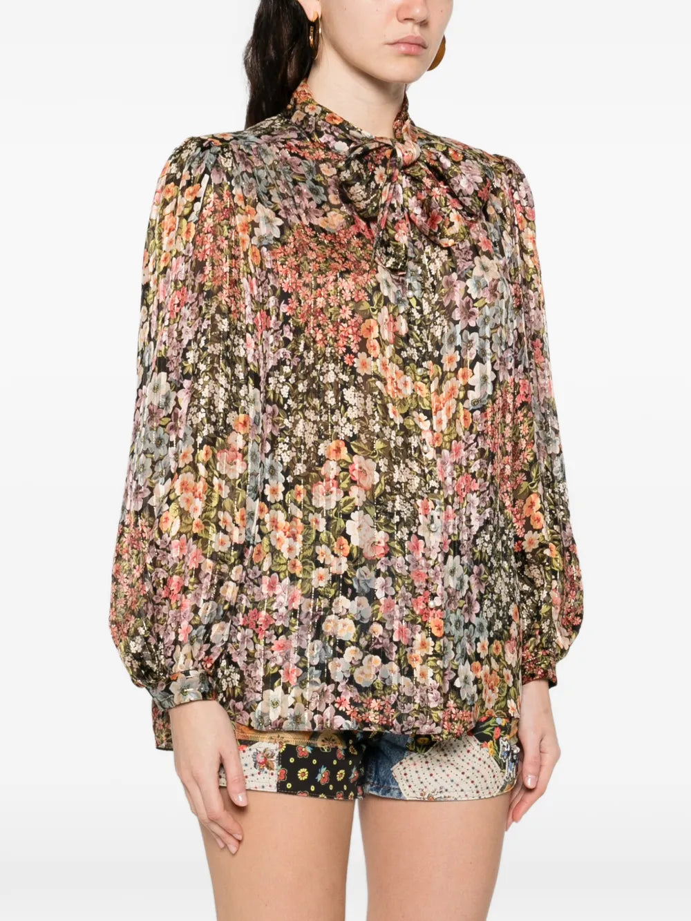 Garavani pussy-bow floral-print shirt-VALENTINO-Verso