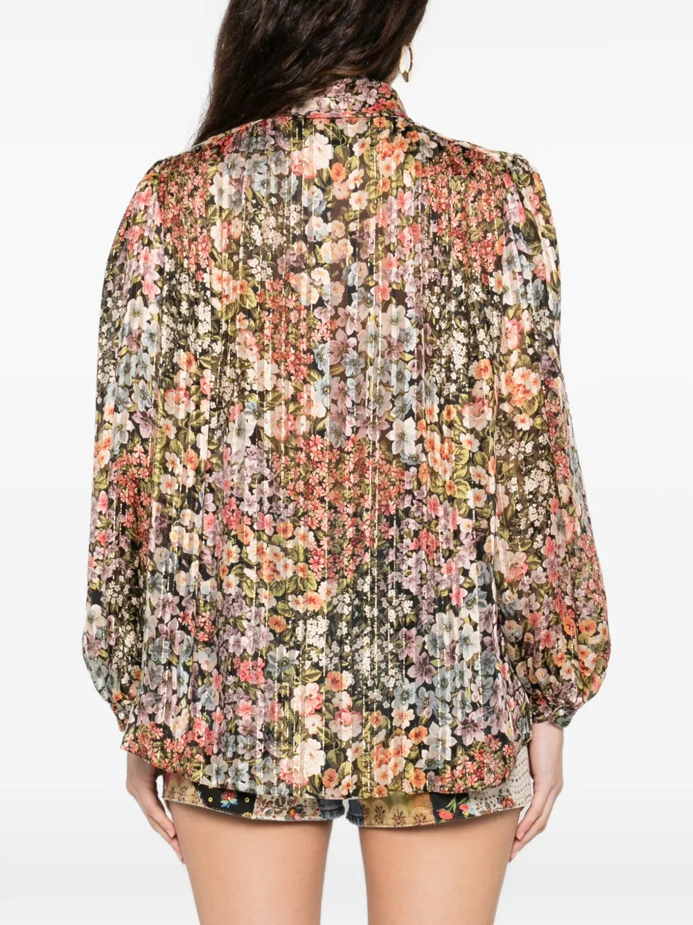 Garavani pussy-bow floral-print shirt