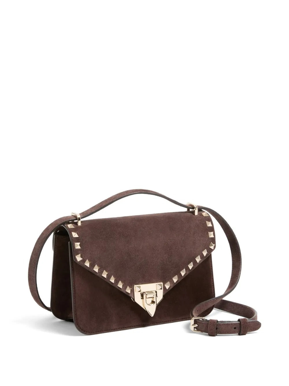 Garavani rockstud small shoulder bag in suede-VALENTINO-Verso
