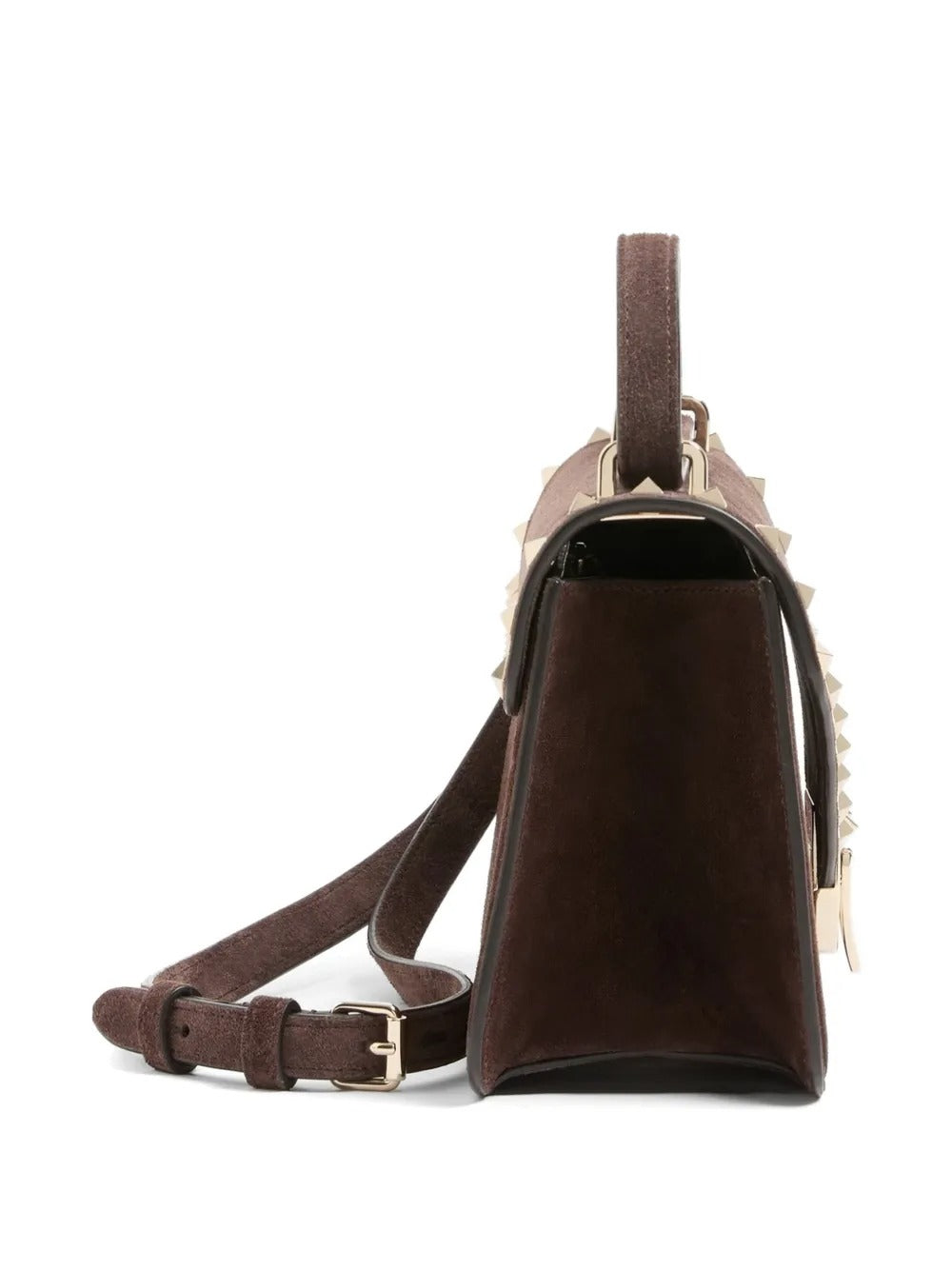 Garavani rockstud small shoulder bag in suede-VALENTINO-Verso