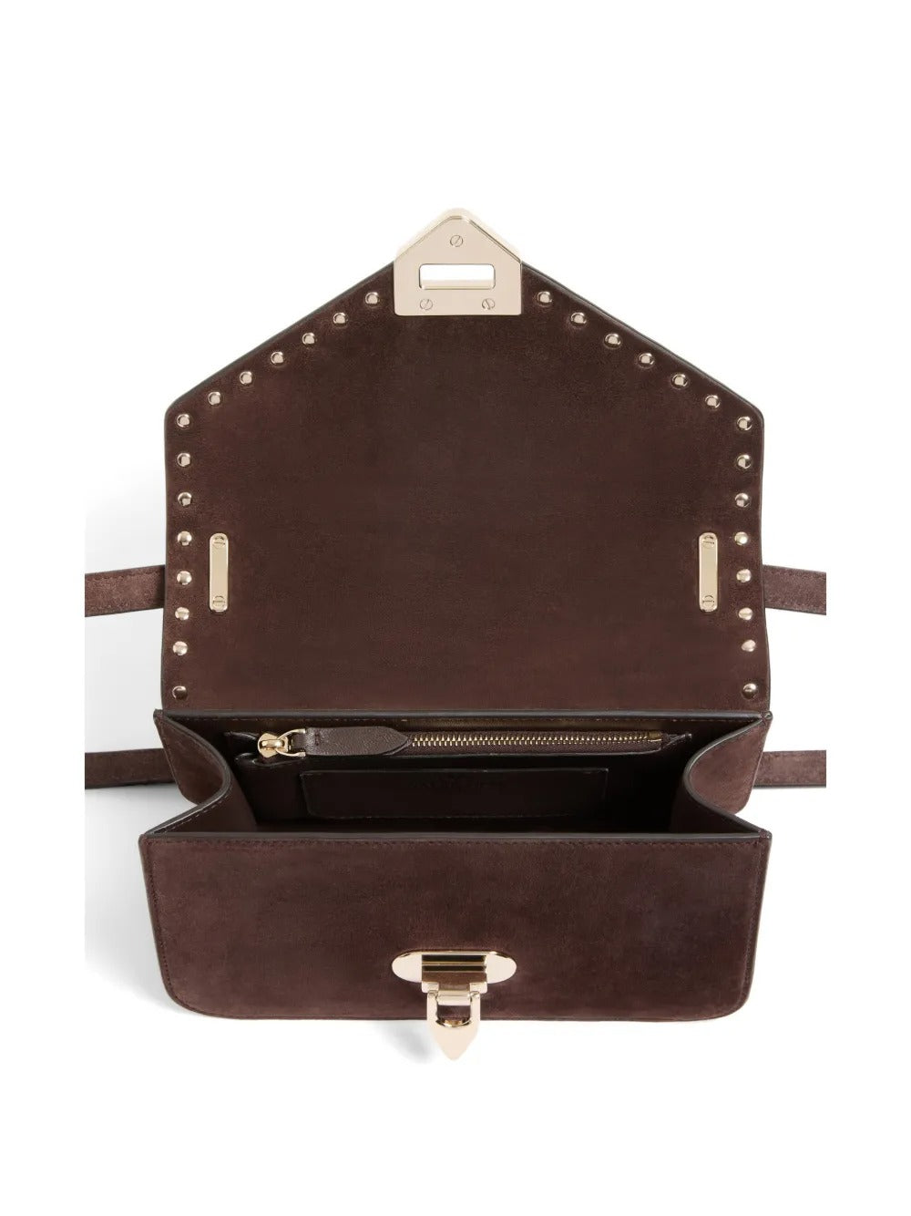 Garavani rockstud small shoulder bag in suede-VALENTINO-Verso