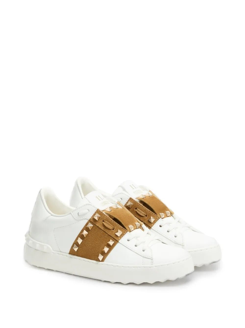Garavani rockstud untitled sneakers in calfskin with split leather band-VALENTINO-Verso