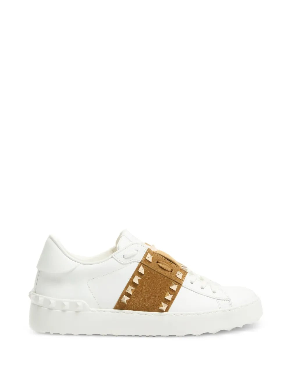 Garavani rockstud untitled sneakers in calfskin with split leather band-VALENTINO-Verso
