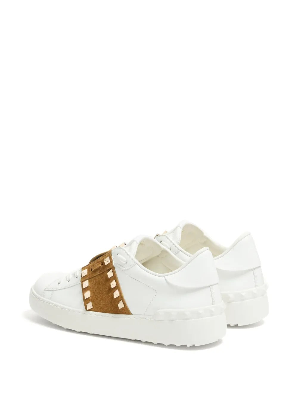 Garavani rockstud untitled sneakers in calfskin with split leather band-VALENTINO-Verso