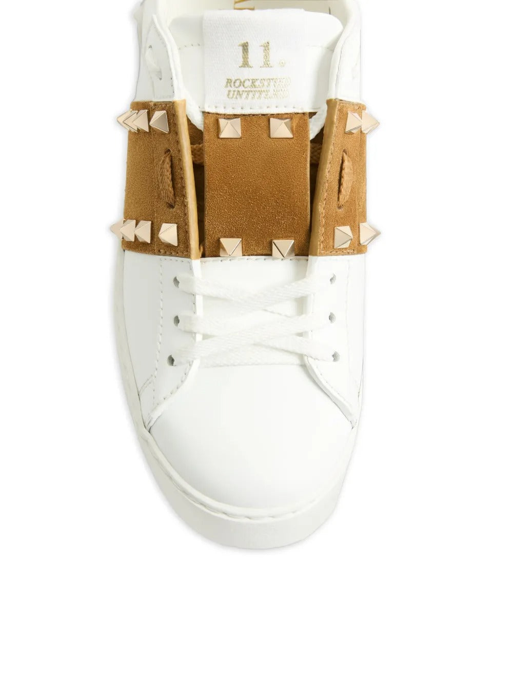 Garavani rockstud untitled sneakers in calfskin with split leather band-VALENTINO-Verso