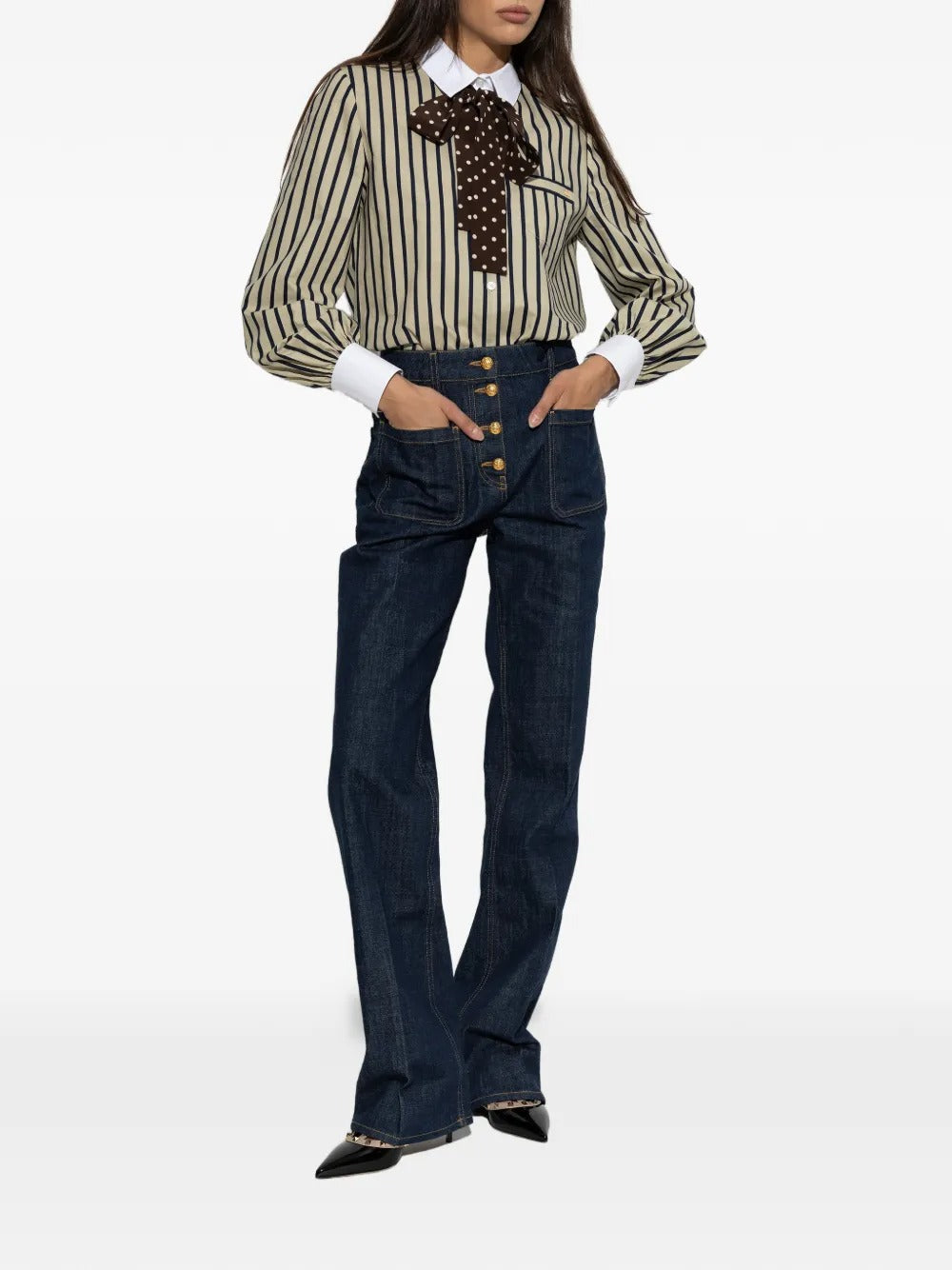 Garavani striped bow-detail shirt-VALENTINO-Verso