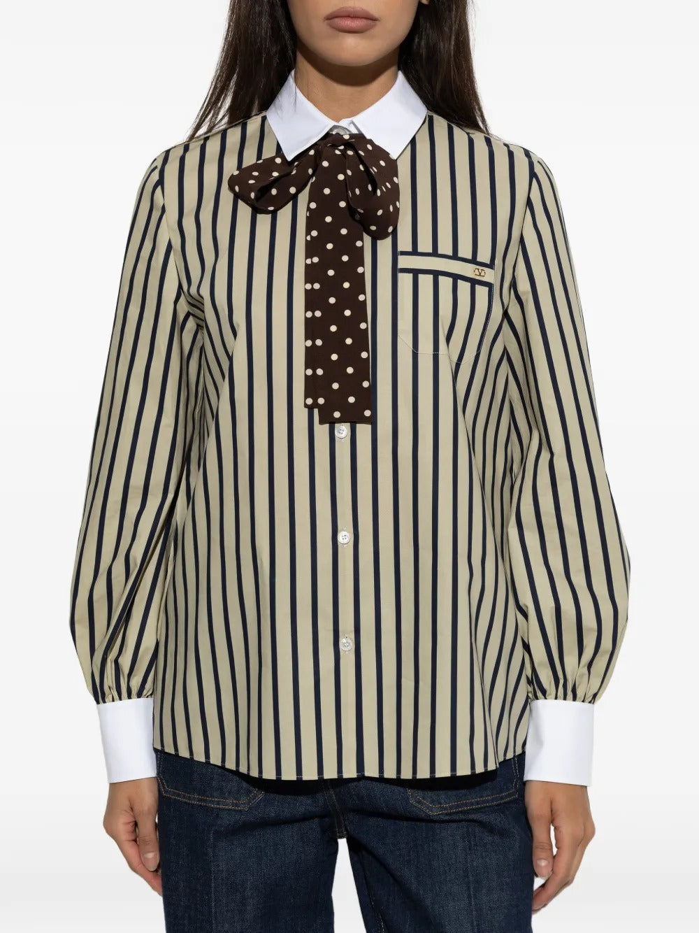 Garavani striped bow-detail shirt-VALENTINO-Verso