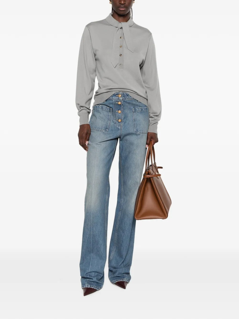 Garavani tie-neck button-up polo shirt-VALENTINO-Verso