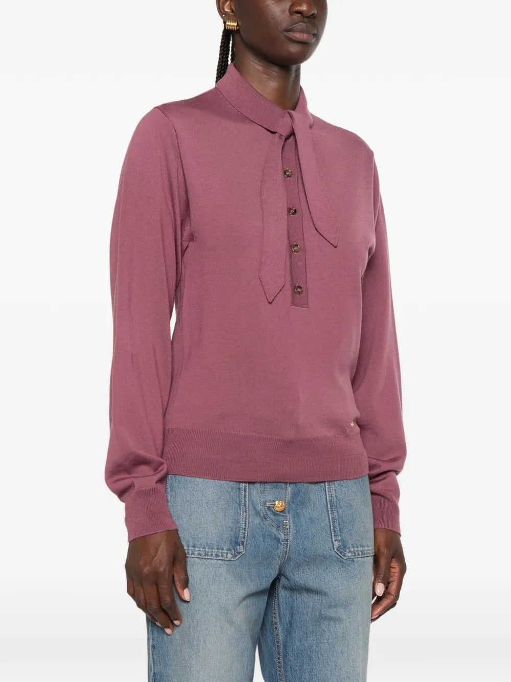 Garavani tie-neck button-up polo shirt-VALENTINO-Verso