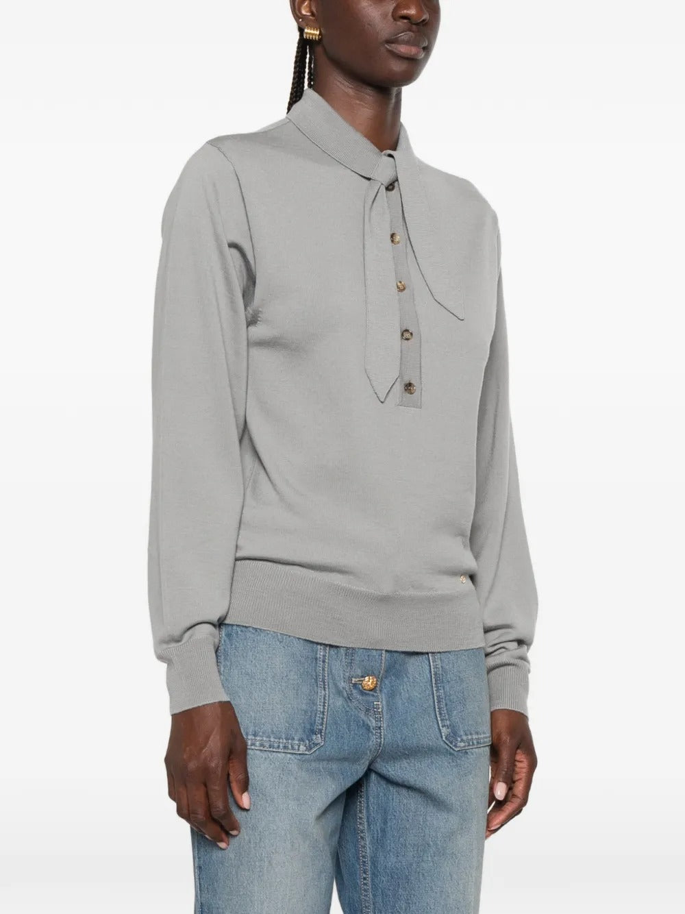 Garavani tie-neck button-up polo shirt-VALENTINO-Verso