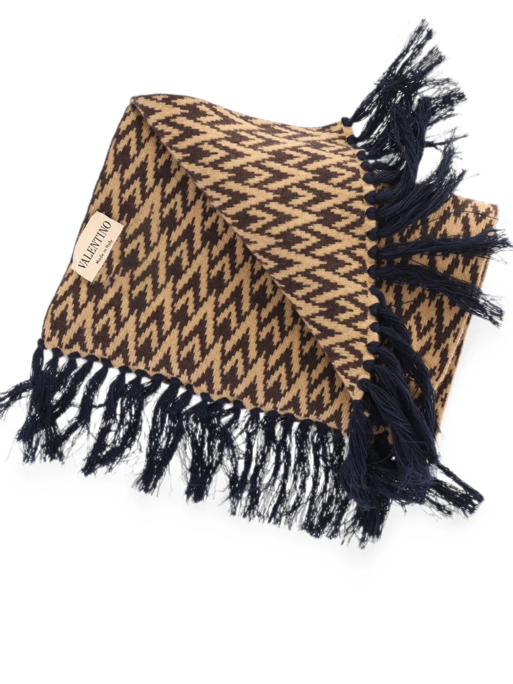 Garavani toute la v knitted wool scarf-VALENTINO-Verso