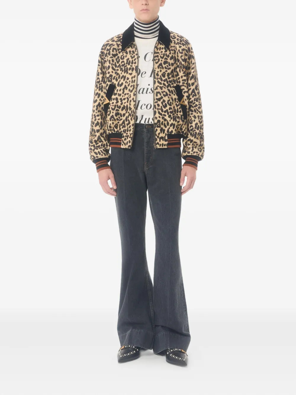 Garavani vgold-detail velvet-collar bomber jacket