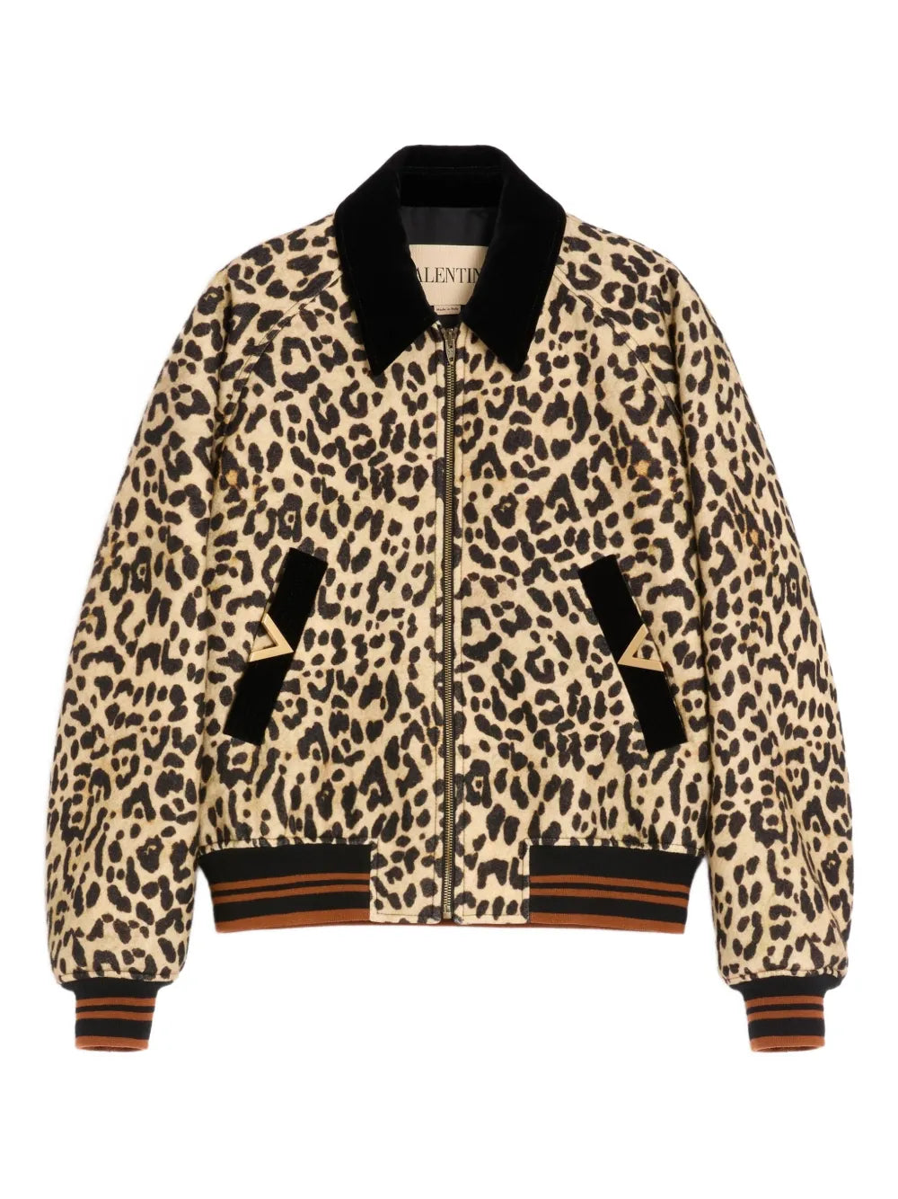 Garavani vgold-detail velvet-collar bomber jacket-VALENTINO-Verso