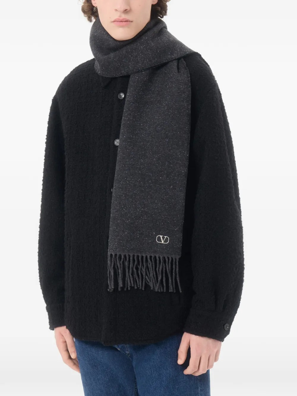 Garavani vlogo signature fringed scarf-VALENTINO-Verso