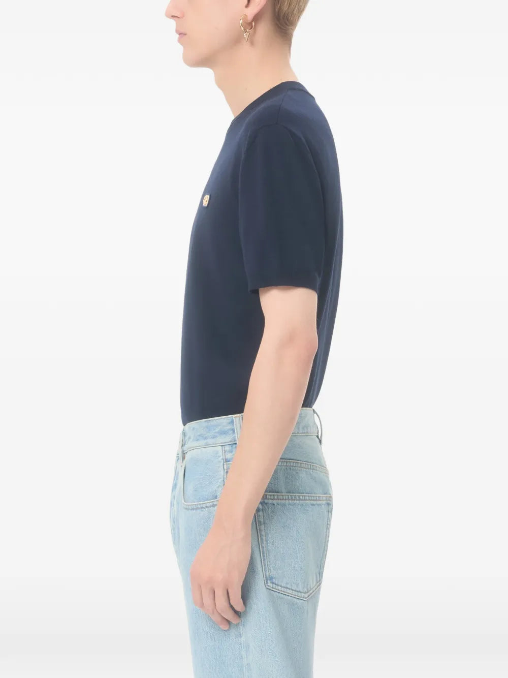 Garavani wool t-shirt with vlogo patch-VALENTINO-Verso