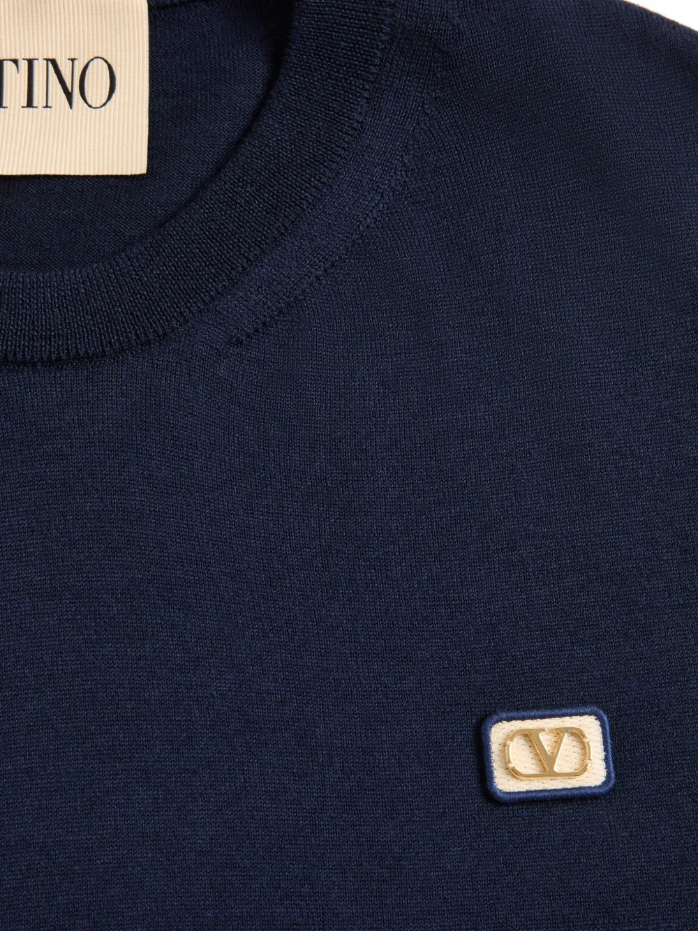 Garavani wool t-shirt with vlogo patch-VALENTINO-Verso