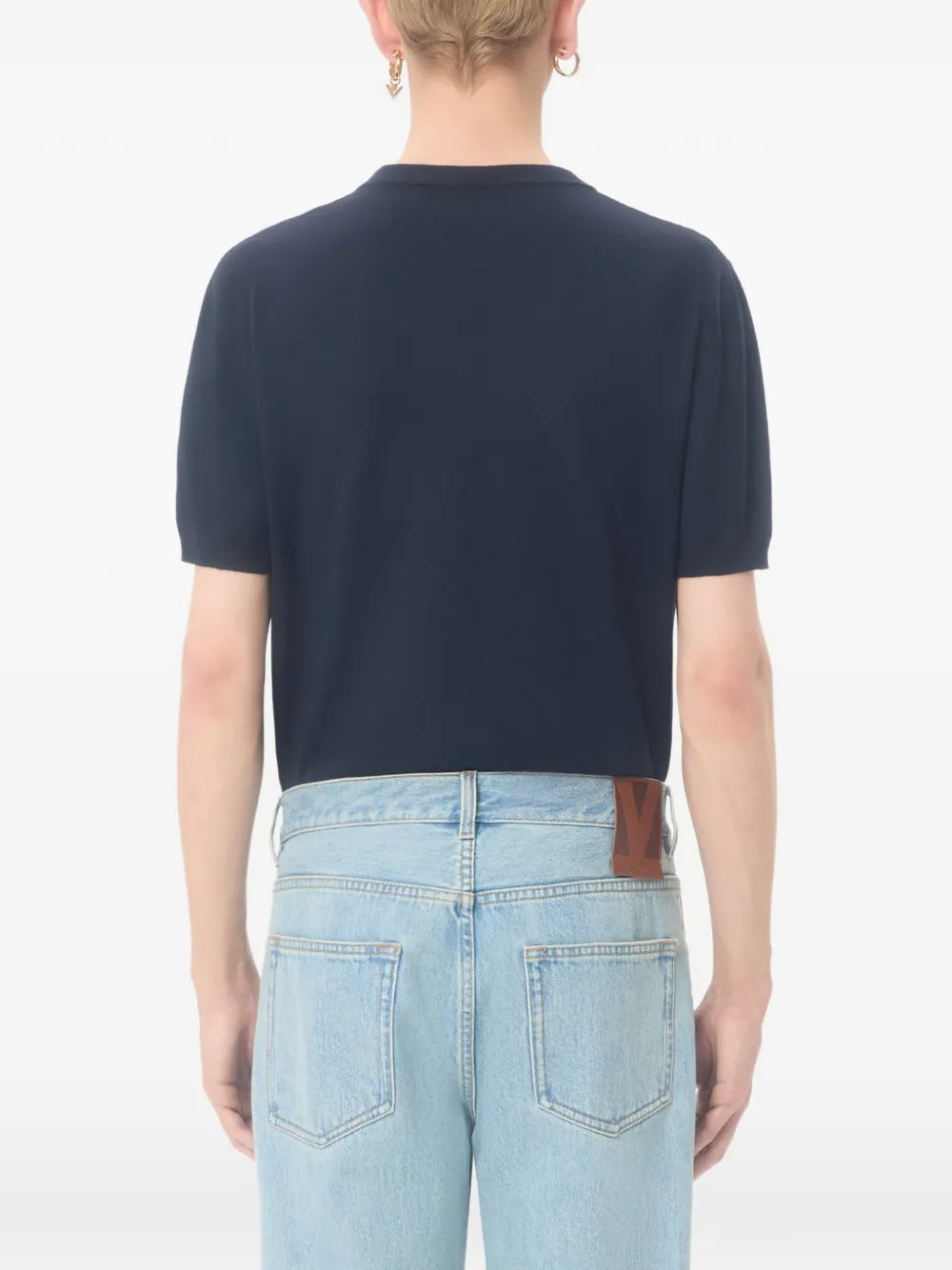 Garavani wool t-shirt with vlogo patch-VALENTINO-Verso