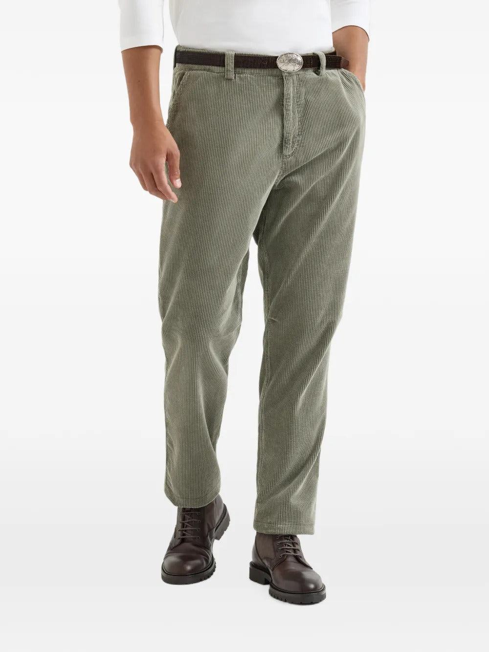 Garment-dyed corduroy trousers-BRUNELLO CUCINELLI-Verso