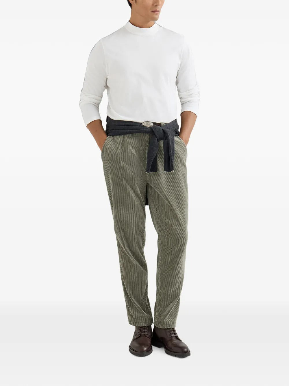 Garment-dyed corduroy trousers-BRUNELLO CUCINELLI-Verso