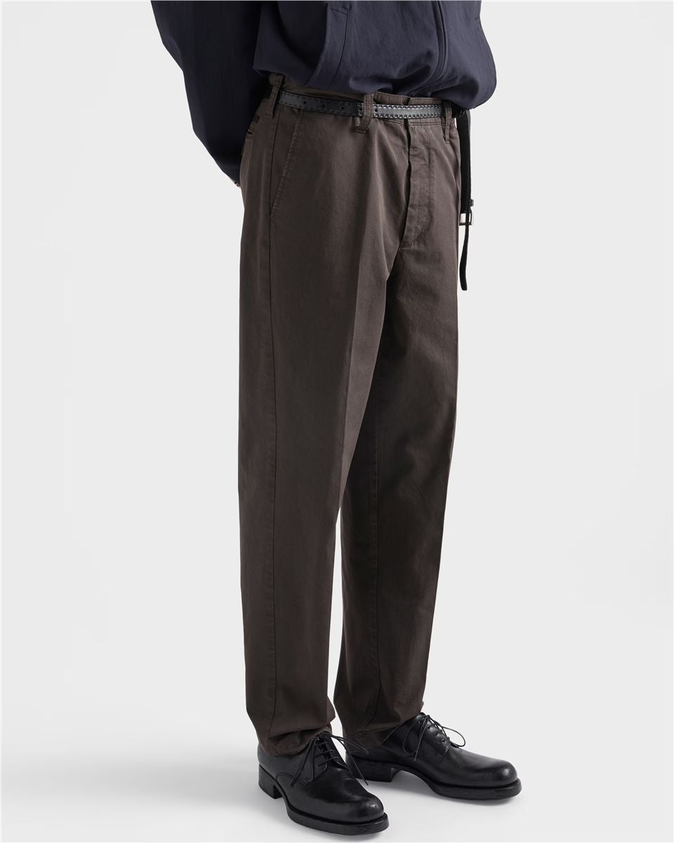 Garment-dyed cotton pants-PRADA-Verso