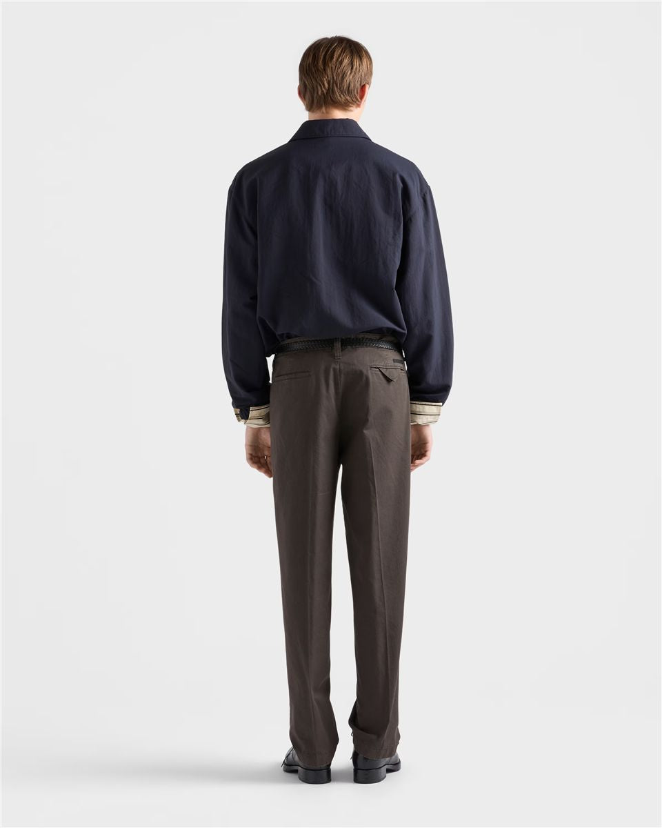 Garment-dyed cotton pants-PRADA-Verso