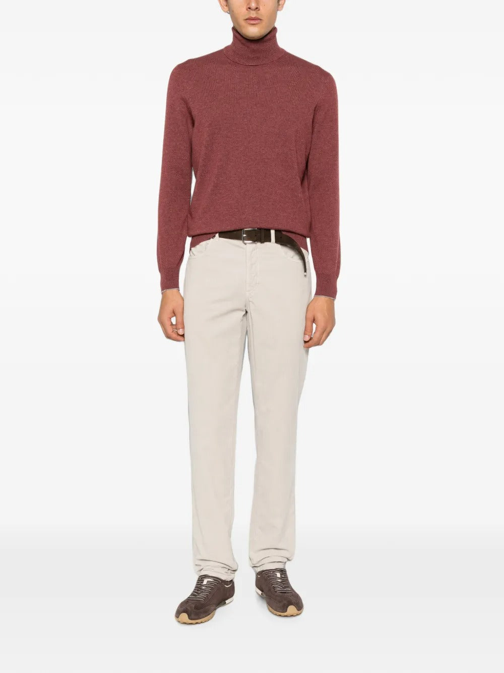 Garment-dyed five-pocket italian fit trousers in cotton corduroy-BRUNELLO CUCINELLI-Verso