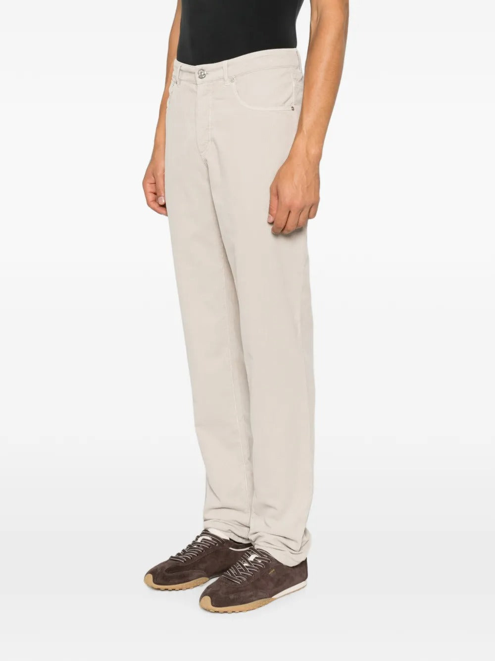 Garment-dyed five-pocket italian fit trousers in cotton corduroy-BRUNELLO CUCINELLI-Verso