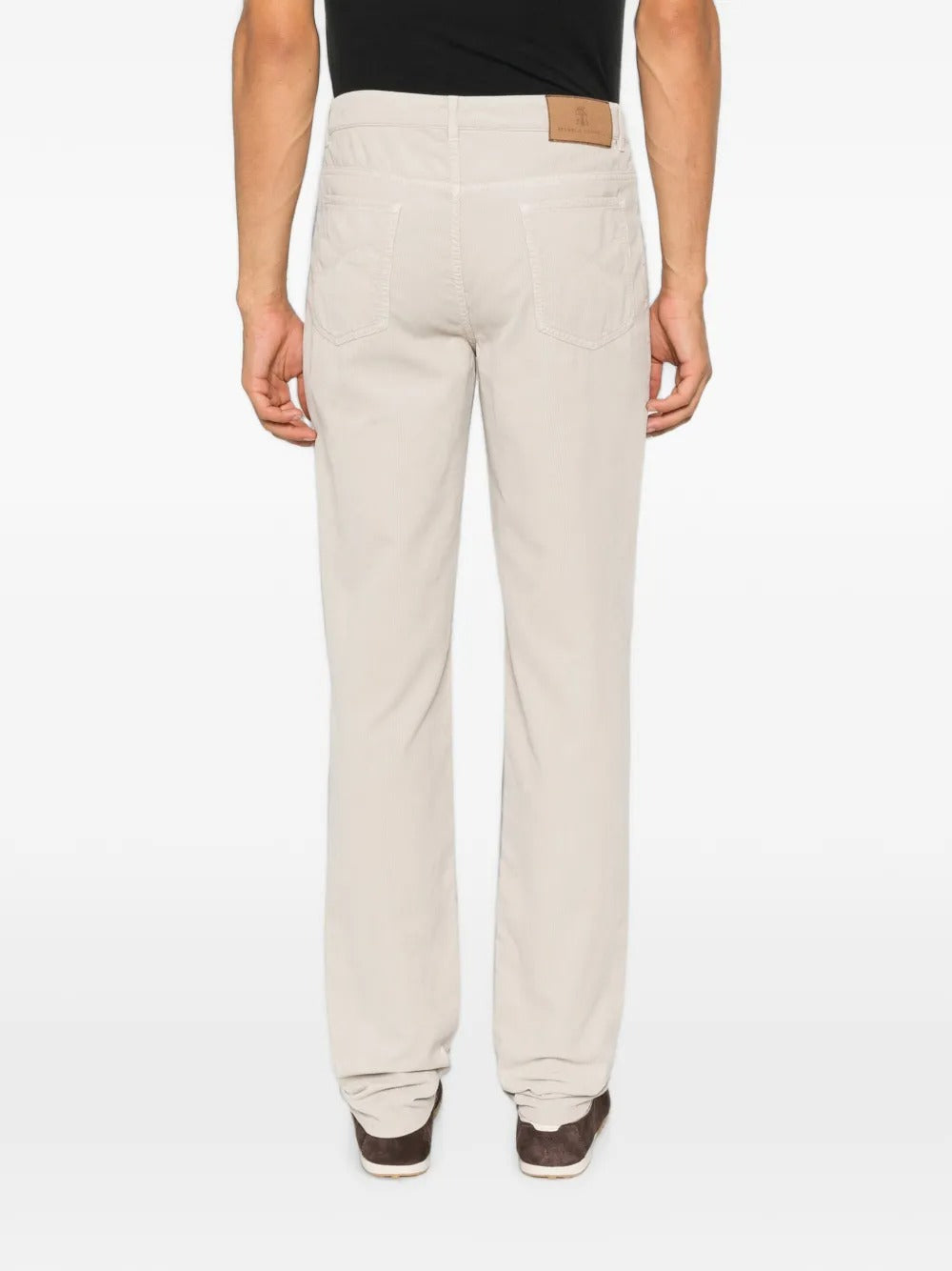 Garment-dyed five-pocket italian fit trousers in cotton corduroy-BRUNELLO CUCINELLI-Verso