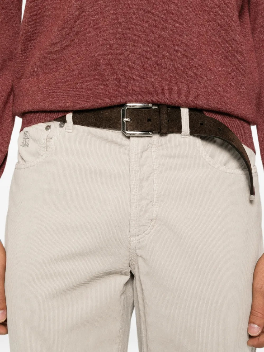 Garment-dyed five-pocket italian fit trousers in cotton corduroy-BRUNELLO CUCINELLI-Verso