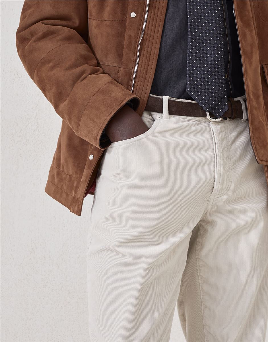 garment-dyed five-pocket italian fit trousers in cotton narrow wale corduroy-BRUNELLO CUCINELLI-Verso