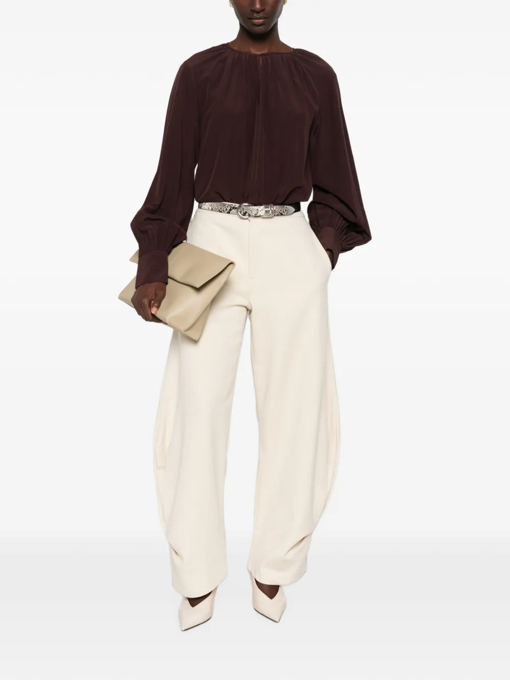 Gathered long-sleeve blouse-JOSEPH-Verso