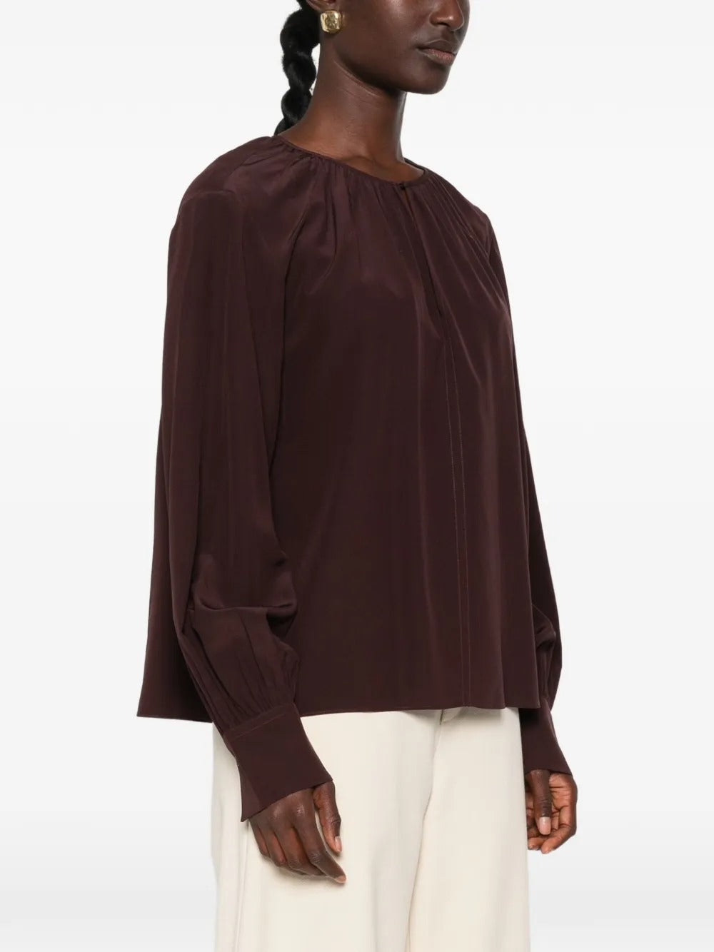Gathered long-sleeve blouse-JOSEPH-Verso