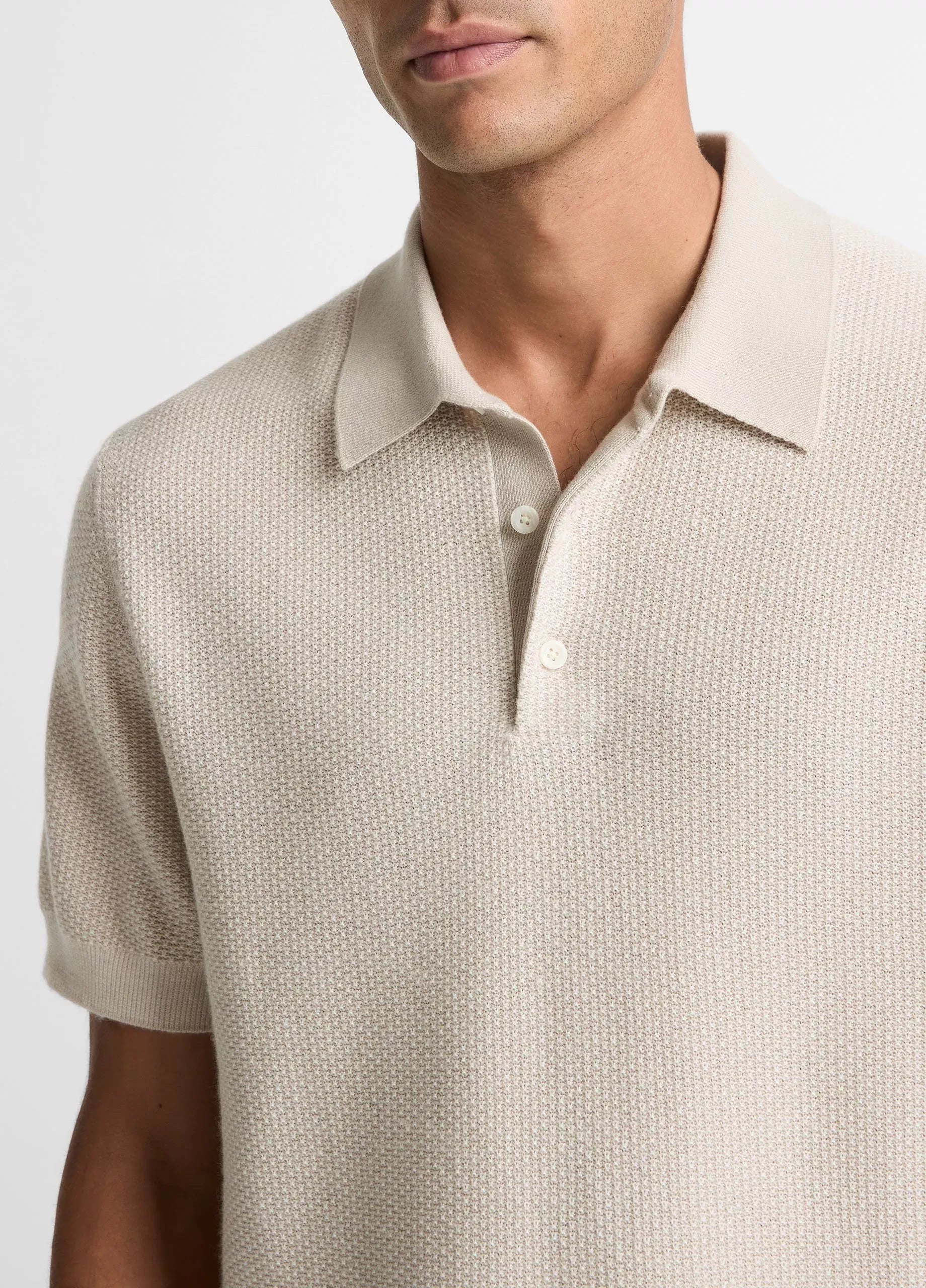 Geo-jacquard wool-blend blend polo sweater-VINCE-Verso