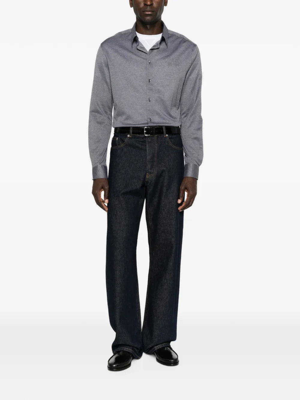 Geometric-print long-sleeve shirt-GIORGIO ARMANI-Verso