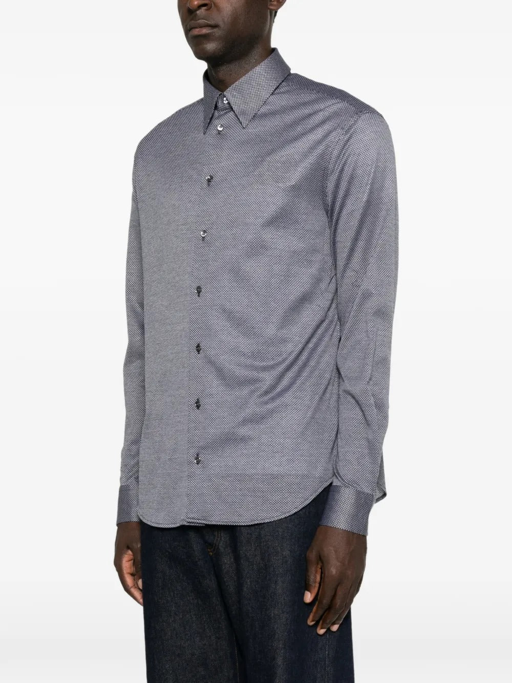 Geometric-print long-sleeve shirt-GIORGIO ARMANI-Verso