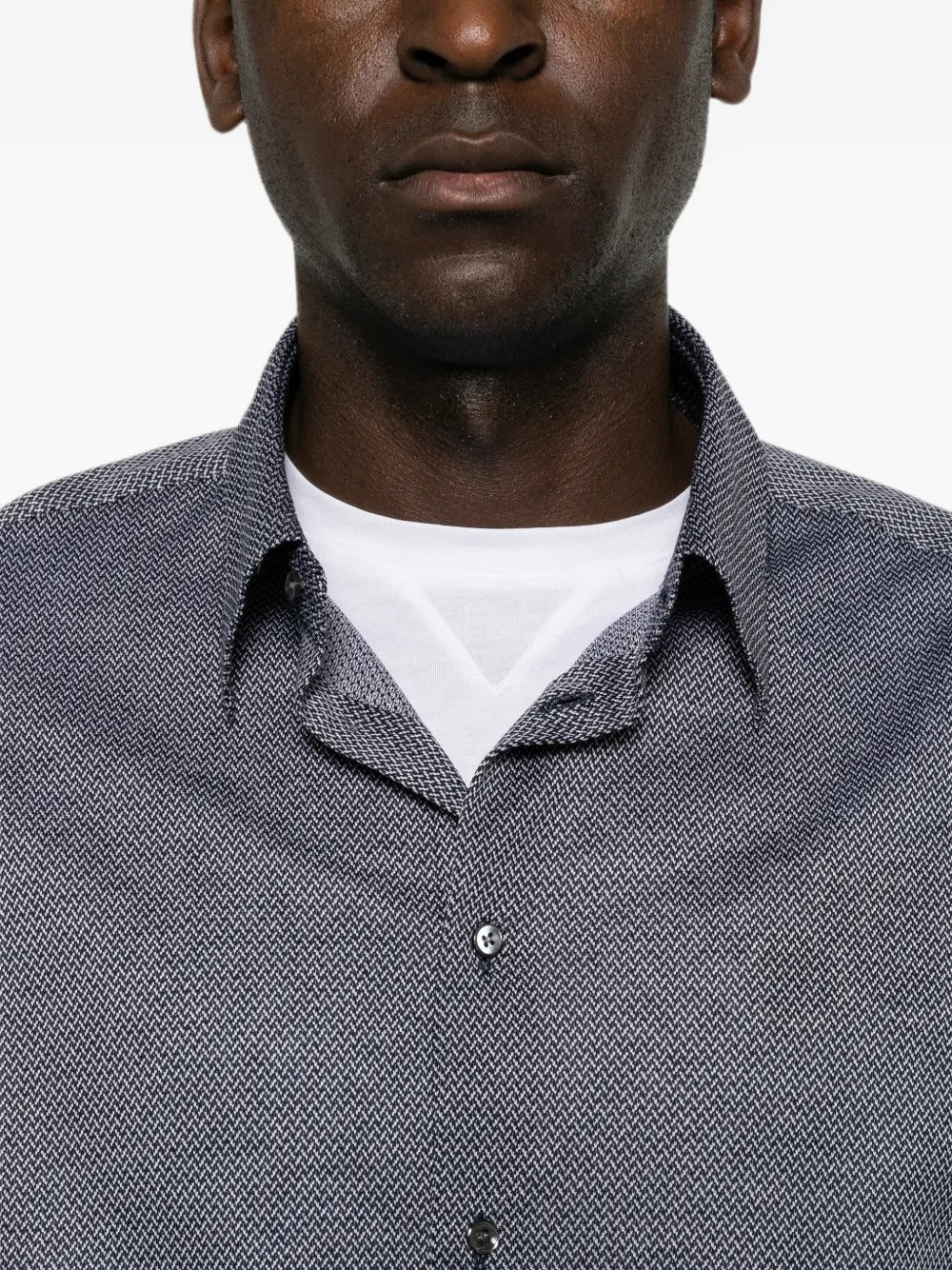 Geometric-print long-sleeve shirt-GIORGIO ARMANI-Verso