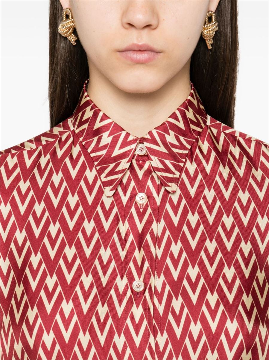 Geometric-print silk shirt-VALENTINO-Verso