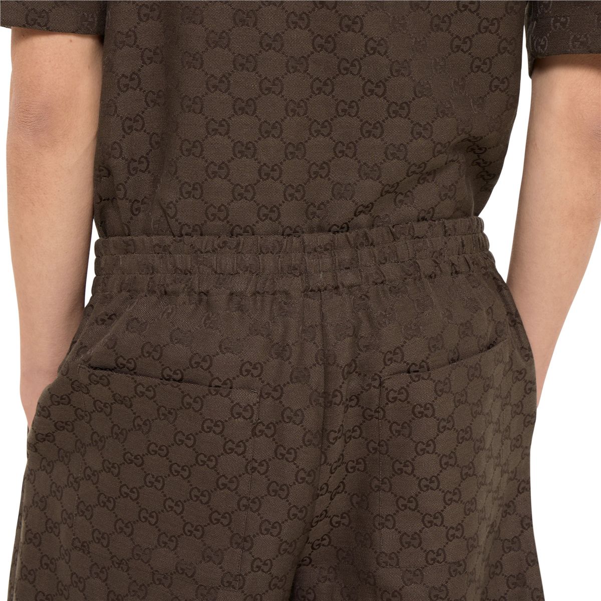 Gg canvas linen blen shorts-GUCCI-Verso