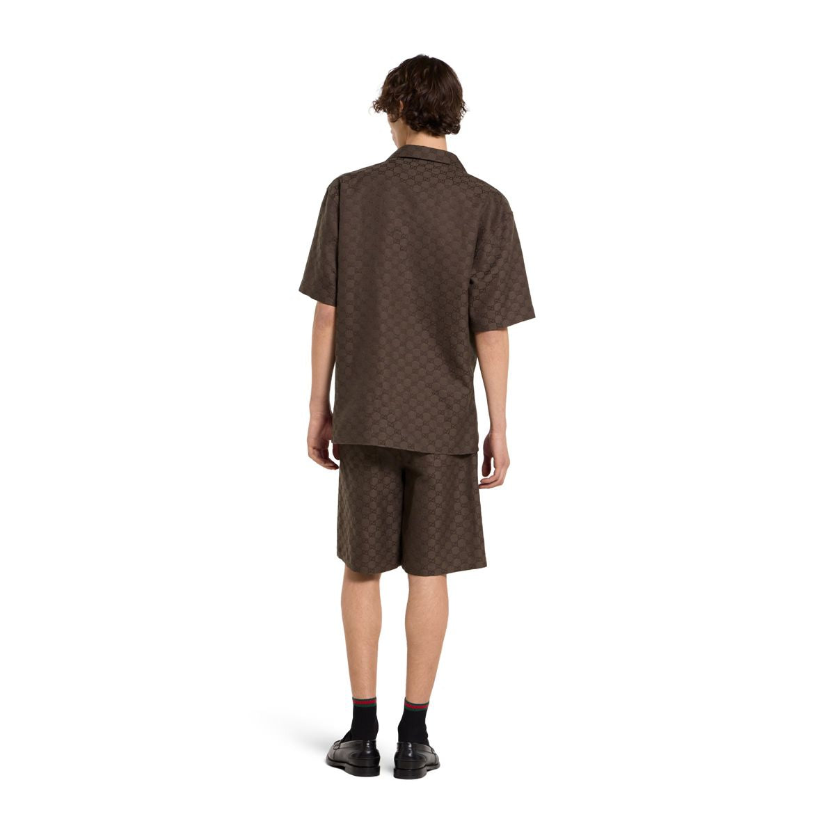 Gg canvas linen blend bowling shirt-GUCCI-Verso