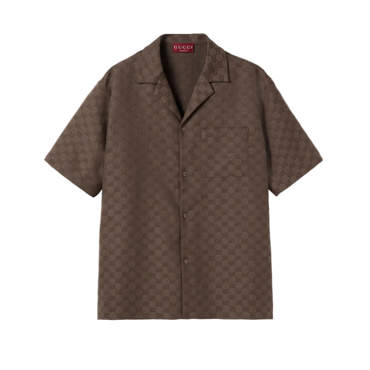 Gg canvas linen blend bowling shirt-GUCCI-Verso