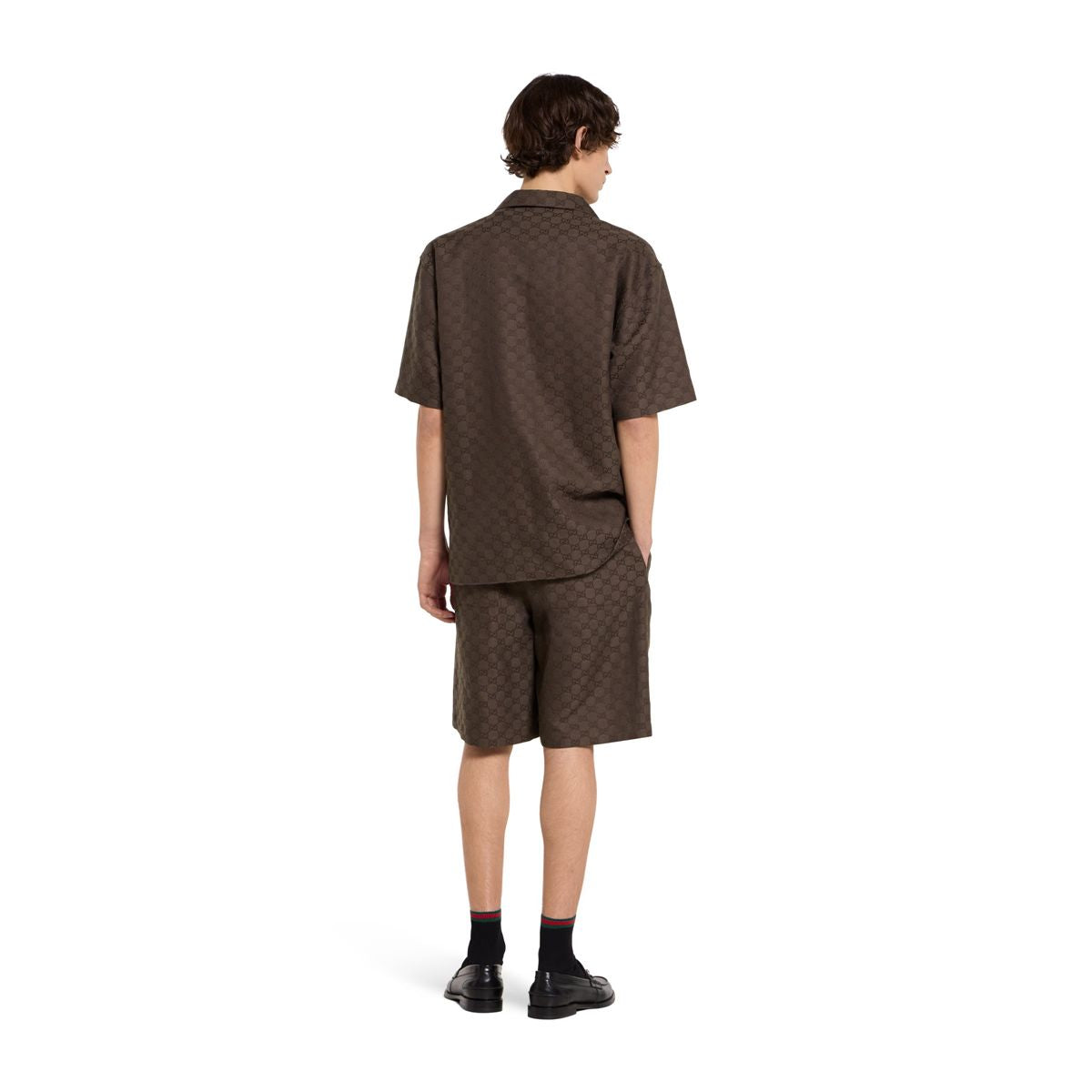 Gg canvas linen blen shorts-GUCCI-Verso