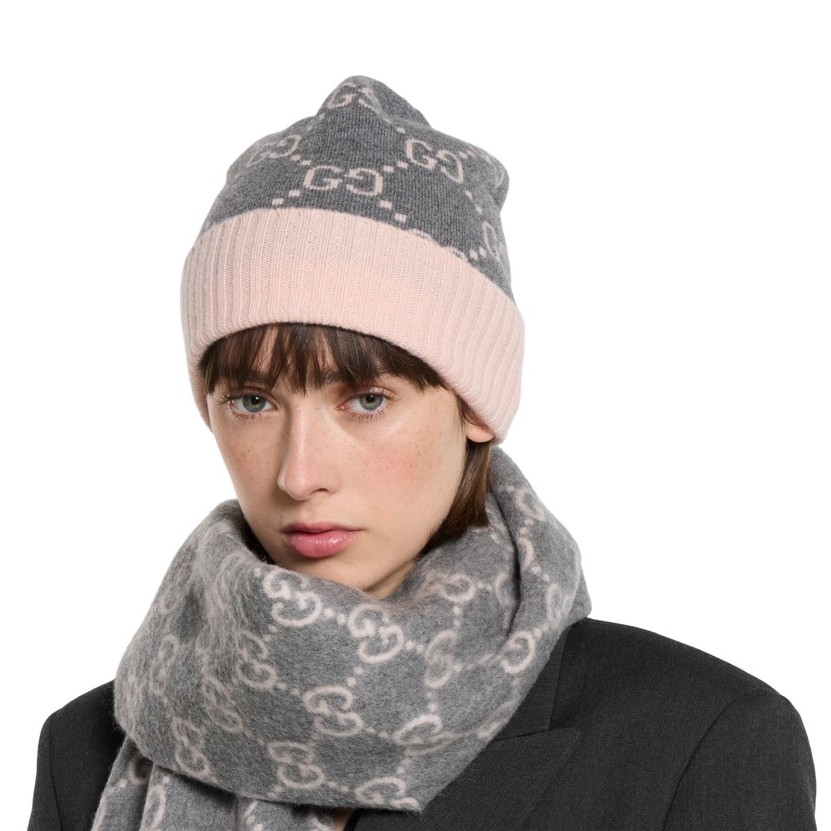GG Cashmere Jacquard Hat-GUCCI-Verso