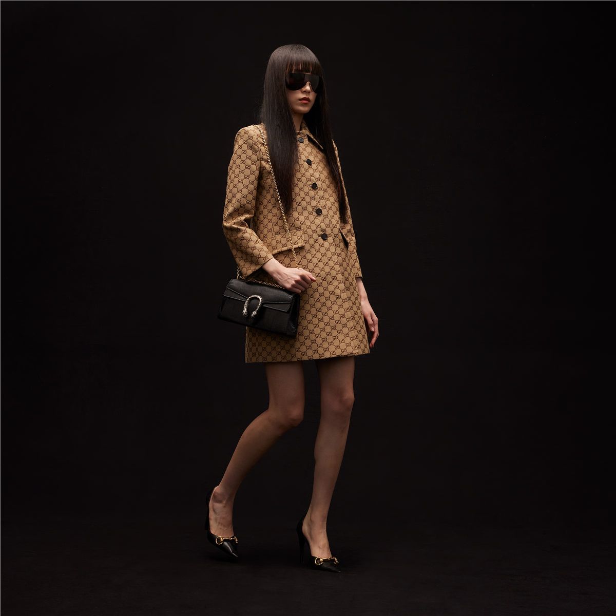 Gg cotton canvas coat-GUCCI-Verso