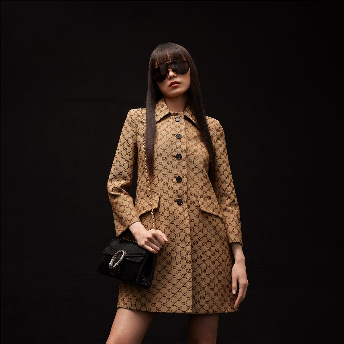 Gg cotton canvas coat-GUCCI-Verso