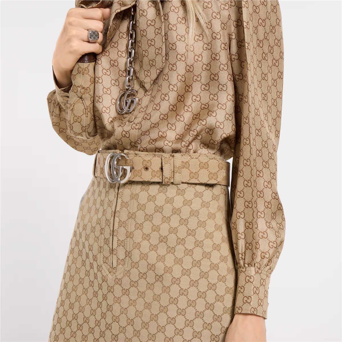 GG Cotton Canvas Fabric Skirt