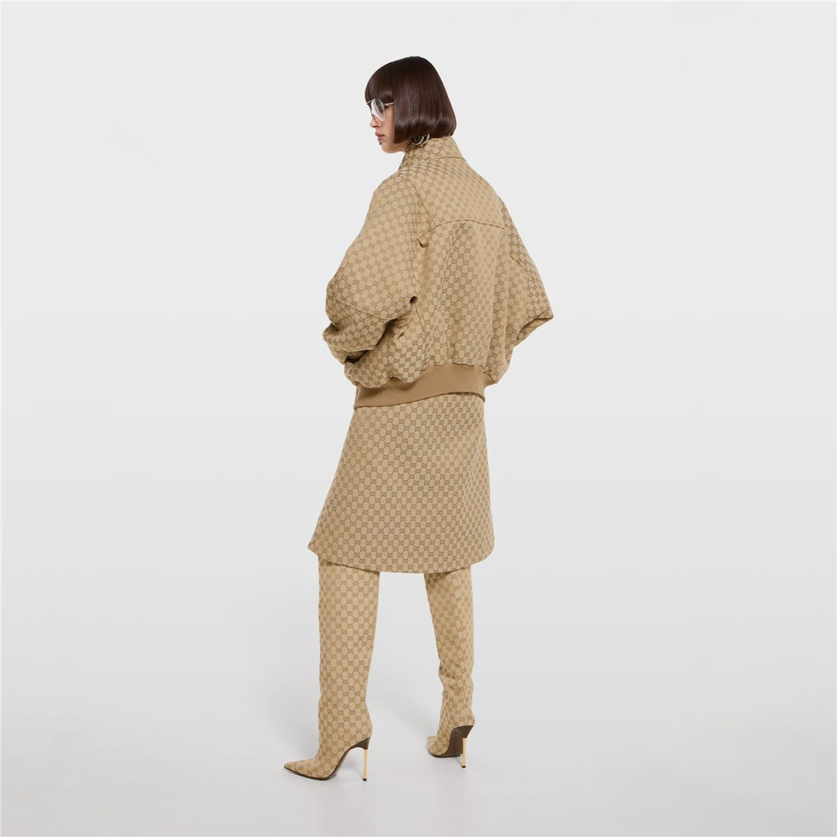 Gg cotton canvas fabric zip jacket-GUCCI-Verso